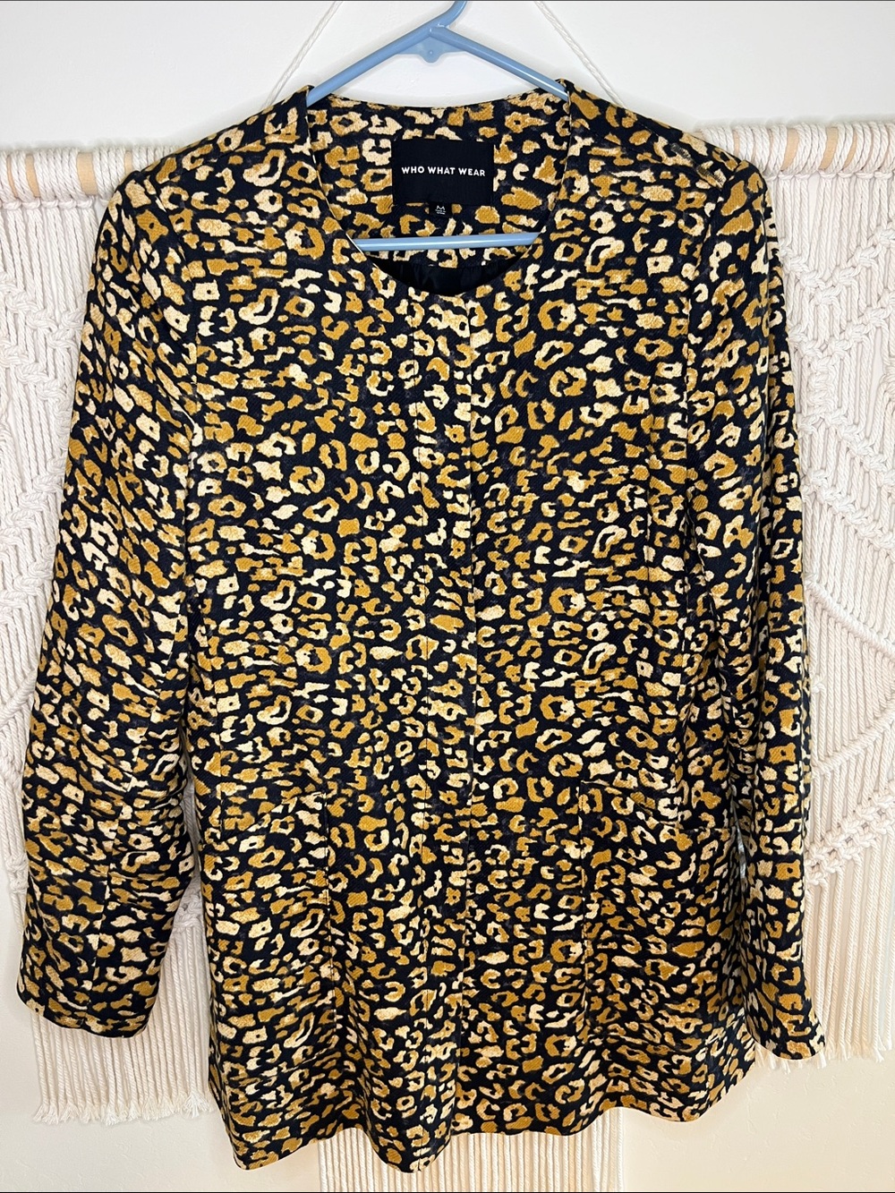 Who What Wear Black, Gold & Cream Leopard Print Blazer